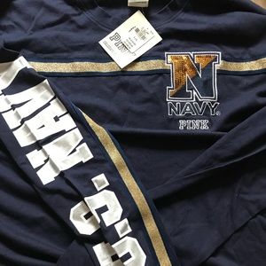 NWT Victoria Secret Pink Navy Tee Long Sleeve